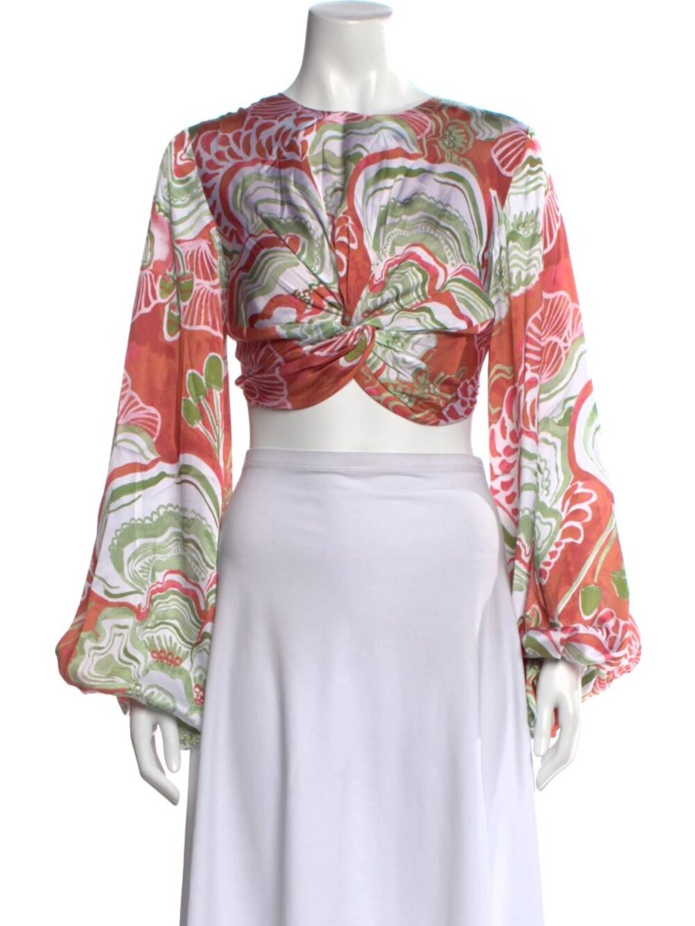 Andrea Iyamah Mushroom Behati Abstract Floral Crop Top Sz M New with Tags - Picture 2 of 5
